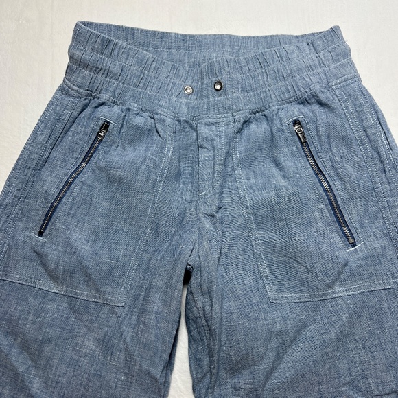 Athleta Cabo Linen Pull On Pants Wide Leg Blue - Picture 3 of 6